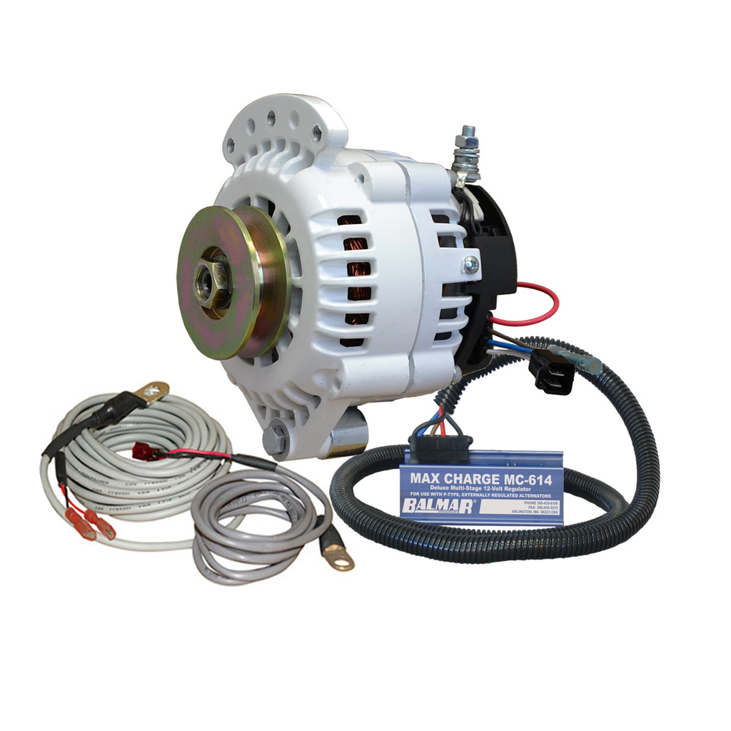 [621-VUP-MC-100-SV-KIT] Balmar 6-Series Alternator Kit w/MaxCharge, 12V, 100A, 1" or 2" (Single V Groove (-SV))