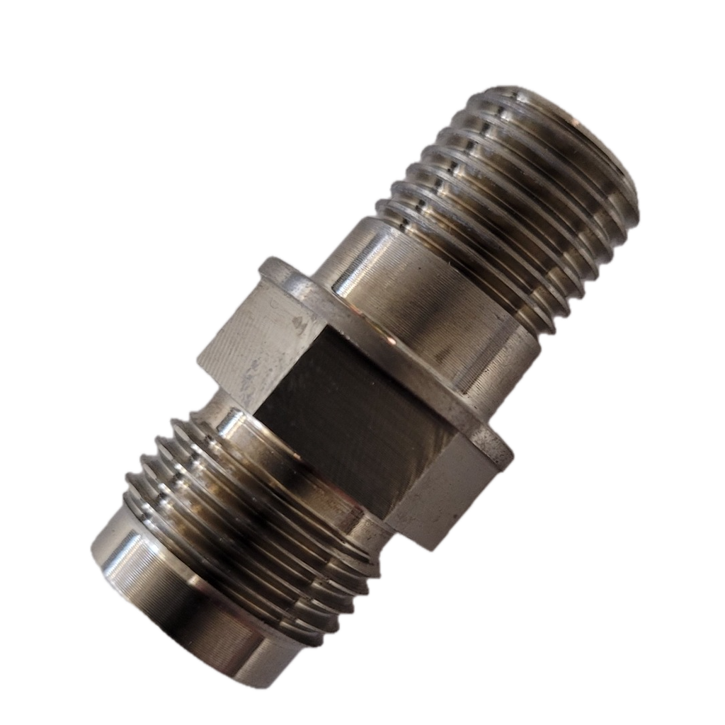 Village Marine Straight Adapter, Ti, 1/4 MNPT x 3/8" (-06) Face Seal Hose